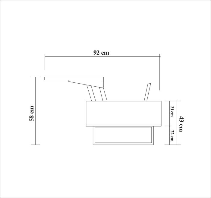 Hanah Home Mesa de Centro Multiusos 2 Niveles Industrial Nogal y Negro Tablero Melaminado Metal 120x60x43 cm